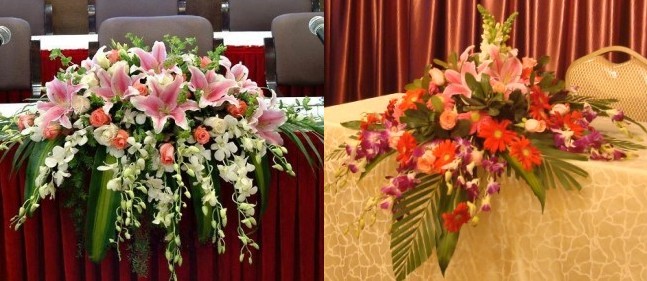 三角型会议鲜花