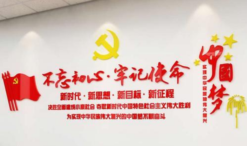创意3d党支部党员风采党建文化墙红旗照片墙